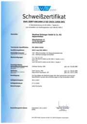Schweißzertifikat EN1090-2 EXC2 2023-2026