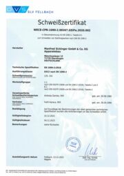 Schweißzertifikat EN1090 2021-2023